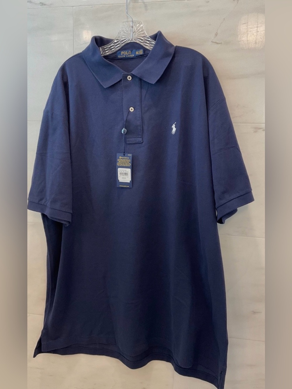 Polo Ralph Lauren Big & Tall Navy Blue Mesh Knit Collared Polo Shirt - 2LT - Q72